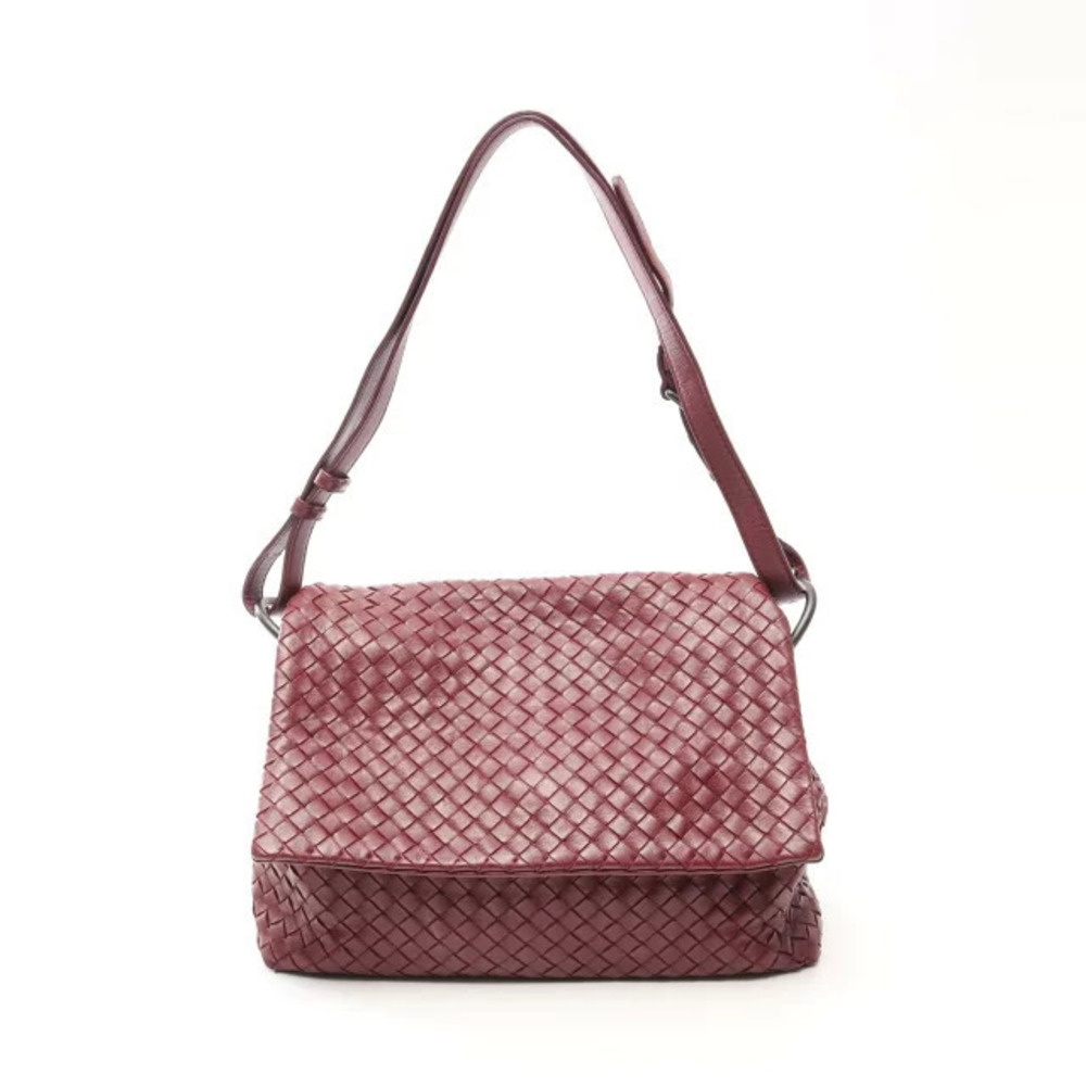 Bottega Veneta Intrecciato Leather Shoulder Bag Bordeaux Purple